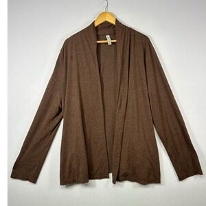Earthy Minimalist Layering White Stag Women XL Brown Cardigan Sweater